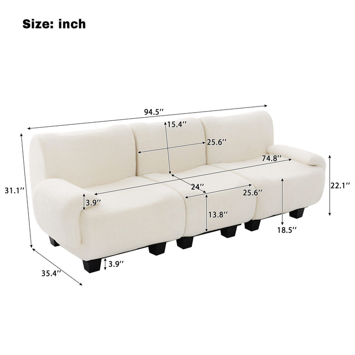 3 Seater Sofa Couch With Curved Armrests Noble House