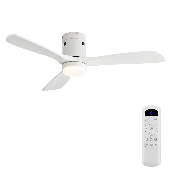 52" Low Profile Ceiling Fan With 6 Speed Remote, 3 Blades, Reversible DC Motor For Living Room - White Daily Nest