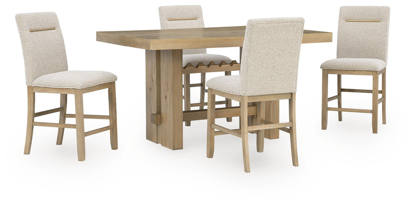 Lasinger - 5 Pc. - Counter Height Dining Table And 4 Barstools - Light Brown Signature Design by Ashley®