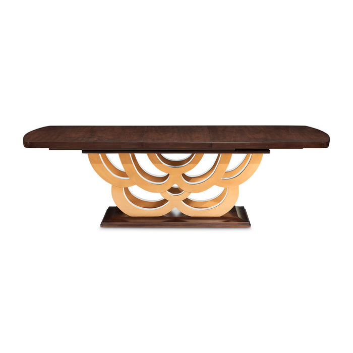Camellia Field - Rectangular Pedestal Dining Table - Warm Pecan