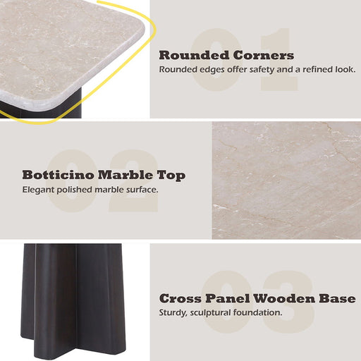 Jacory - End Table With Bottocino Marble Top - Beige / Espresso ACME