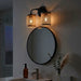 Quell - Double Light Vanity With Natural Shade Wall Lamp - Black / Rattan Ashcroft Furniture