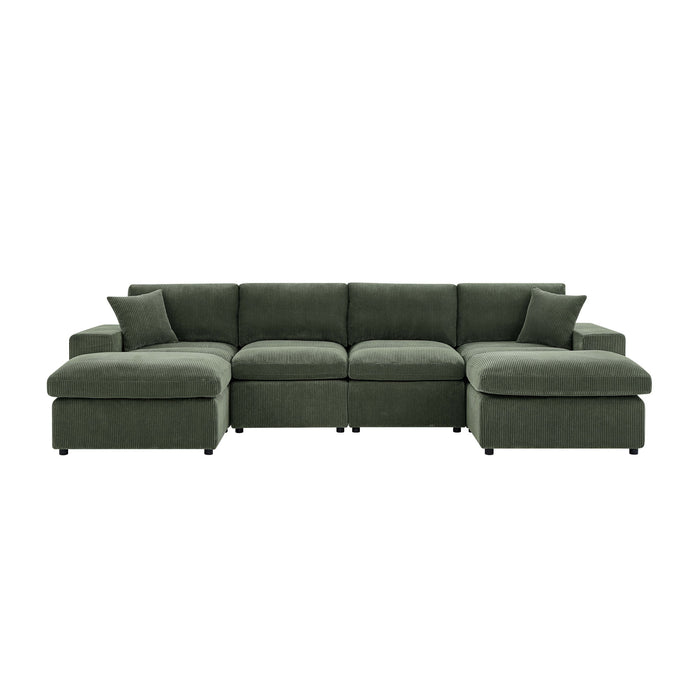 Upholstered Symmetrical Modular Sectional With 6 Seating Home Essentials