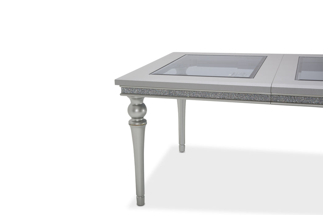 Melrose Plaza - Upholstered Dining Table with Glass Insert - Dove