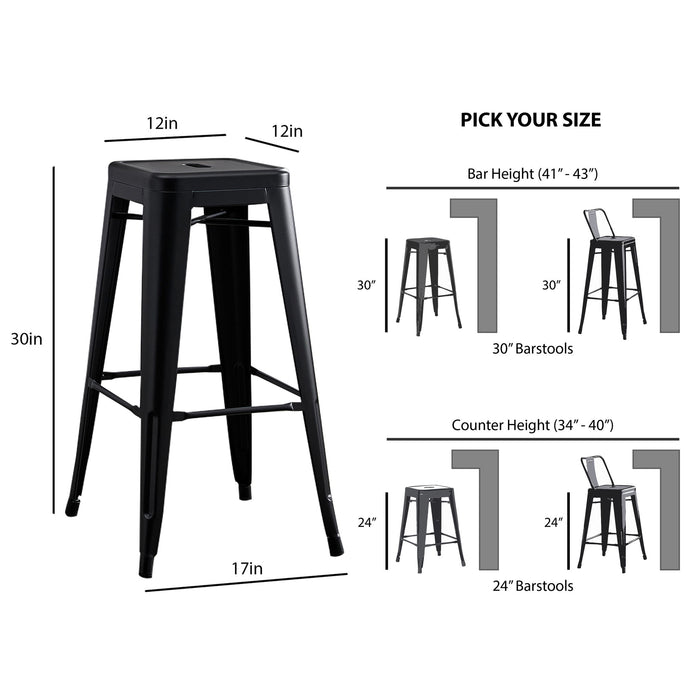 Backless Lightweight Bar Stools (Set of 2) - Black Home Essentials