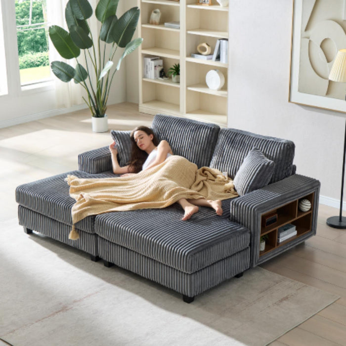 Convertible Sectional Sofa, Sleeper Oversized Living Room Lounge Home Essentials