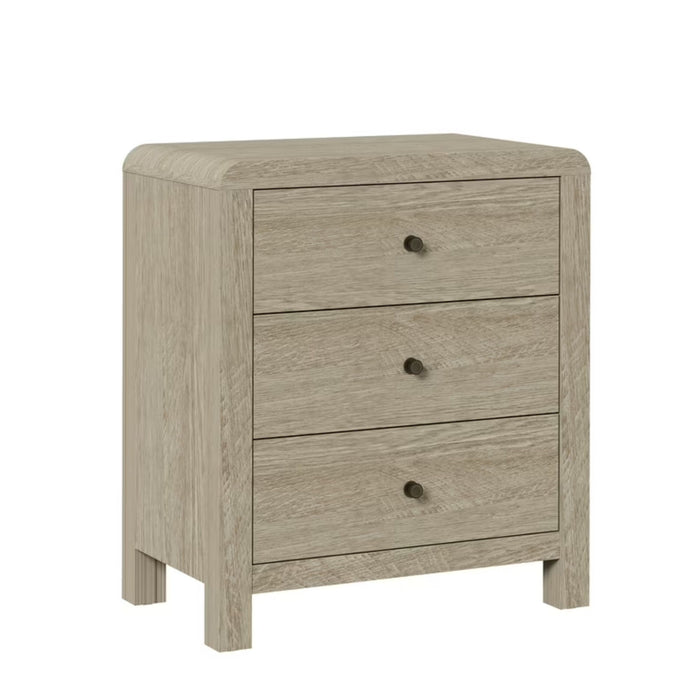 3 Drawer Chest Of Drawers With Soft Close Glides Rounded Corners Handles - Natural Home Essentials