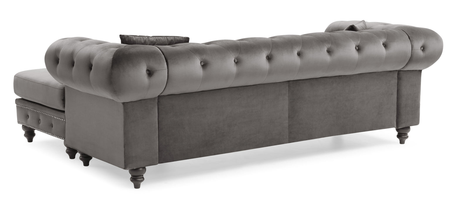 Glory Furniture Nola Sofa Chaise (3 Boxes), Dark Gray