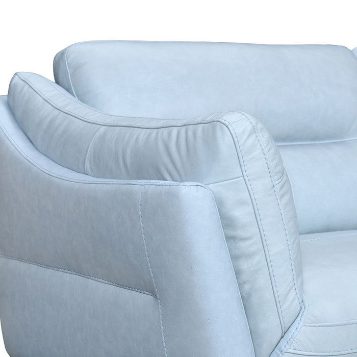 Leather Sofa With Black Legs - Sky Blue