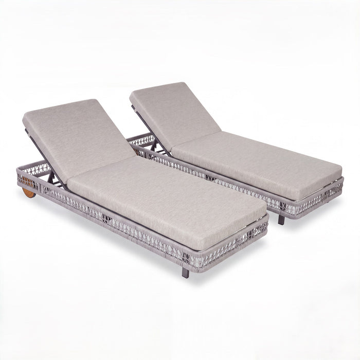 Outdoor Chaise Lounge & Wheels, 5 Position Adjustable Backrest Noble House