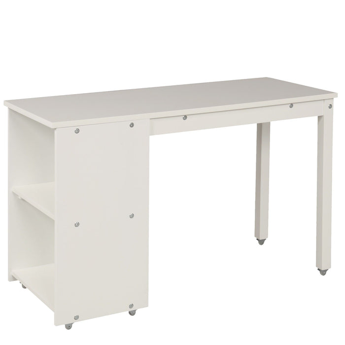 Low Twin Loft Bed With Cabinet and Desk - White