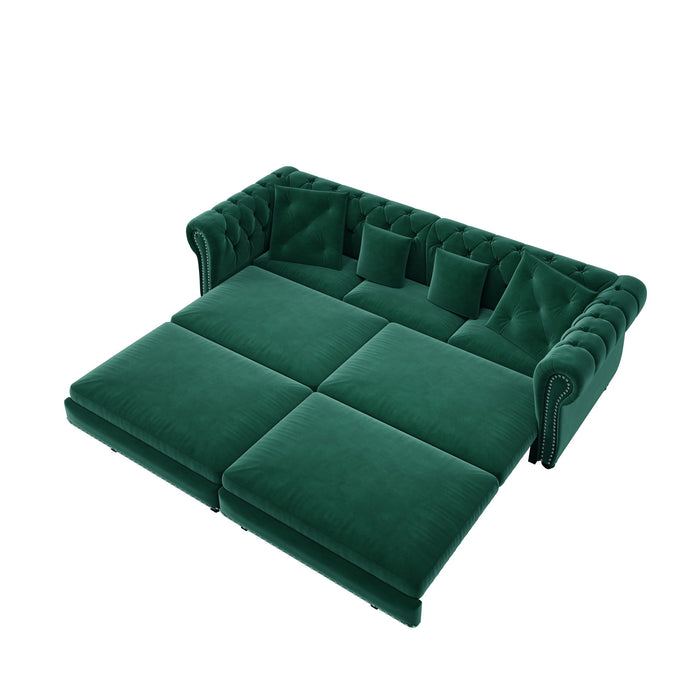 3 In 1 Convertible Sleeper Sofa Bed With Movable Ottoman