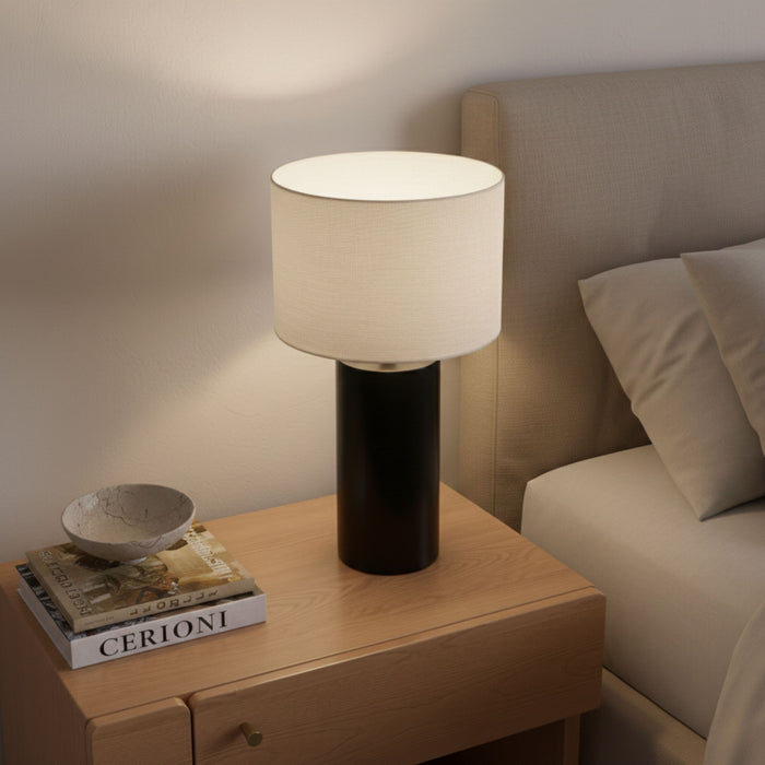 Aura - Table Lamp With On / Off Switch Block Base - Black / White Ashcroft Furniture