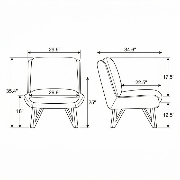 Armless Accent Chair - Dark Navy Emerald Home