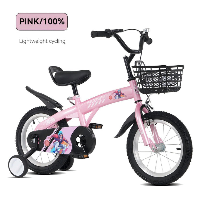 Fkznpj - 18" Sporty Kids Bike With Training Wheels And Stand Adjustable Saddle Suitable For Boys And Girls Aged 5 - 10 Years Tall Height 39 - 49" Available In A Variety Of Colors Daily Nest