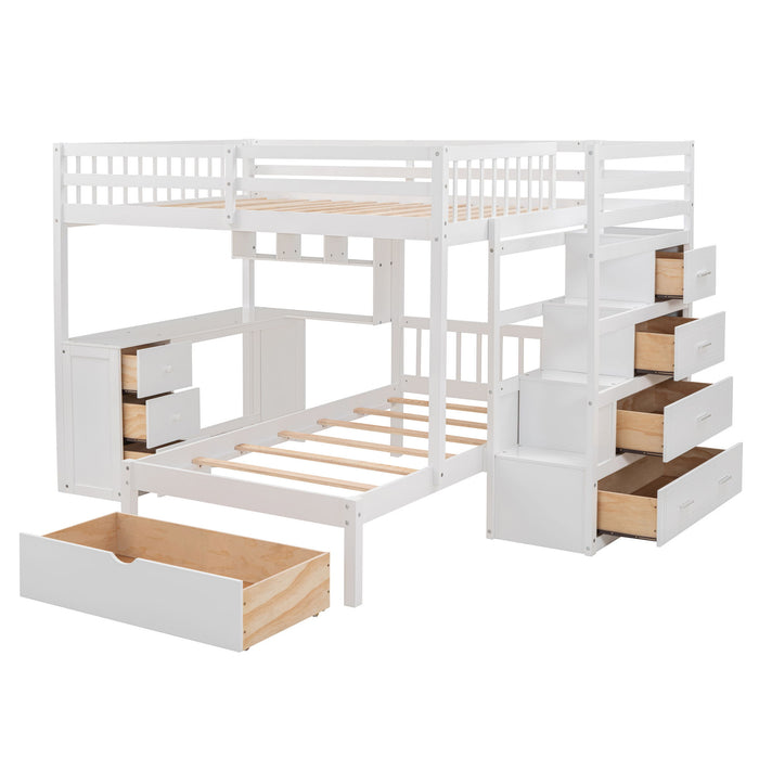 Bunk Bed With Desk, Drawers And Shelves