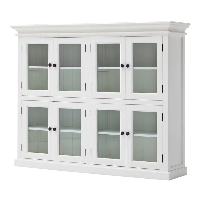 Wood And Glass Two Level Storage Cabinet - White