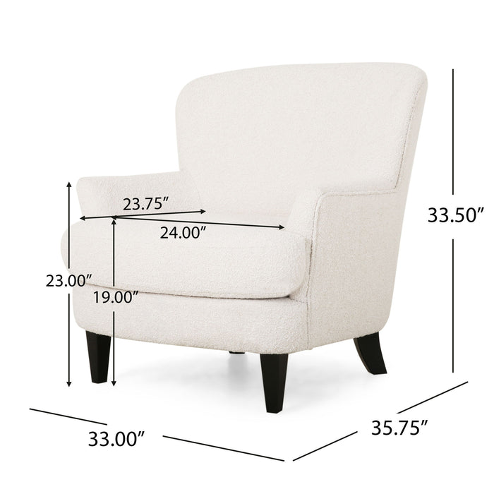 Melodique - Boucle Fabric Upholstered Club Chair With Tapered Legs