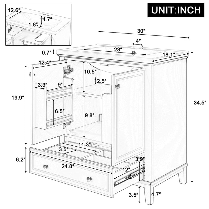 Modern Bathroom Vanity With Sink Combo, Doors And Drawer Hearth and Haven