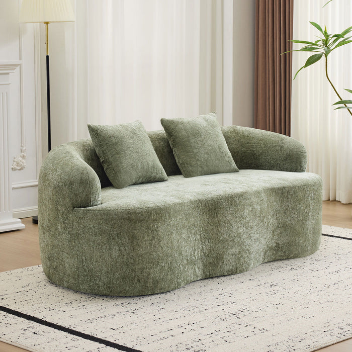 Curved Loveseat Sofa With Round Armrest Home Essentials