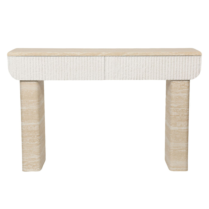 Entryway Table With 2 Hidden Handle Drawers For Entrance - Beige / Yellow Home Essentials