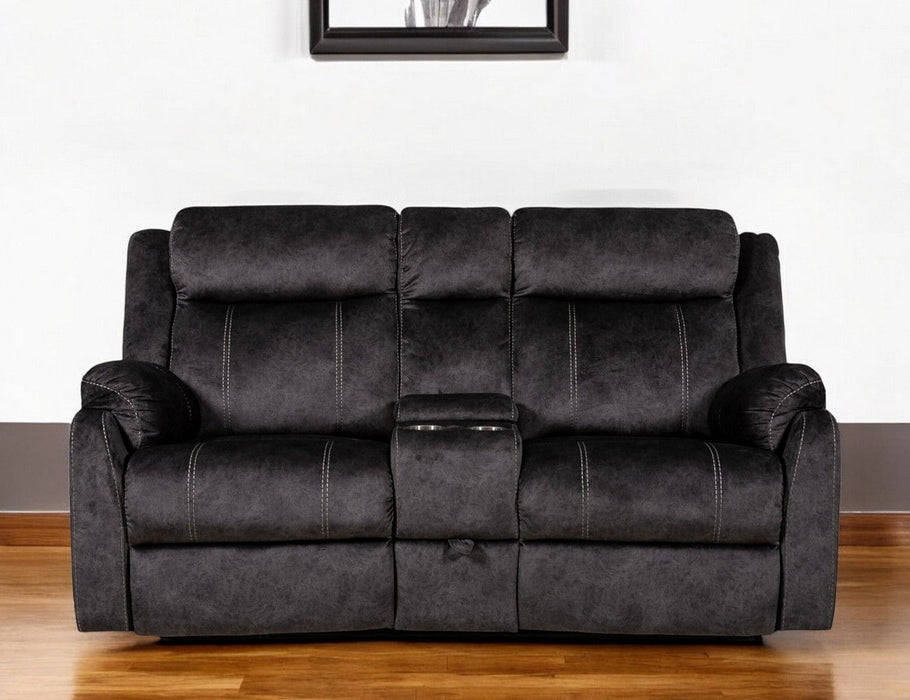 Microfiber Manual Reclining Loveseat With Storage - Dark Gray