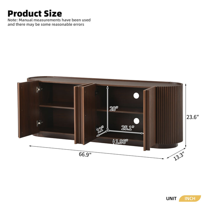 TV Stand With Fluted Tambour Style Door Hearth and Haven