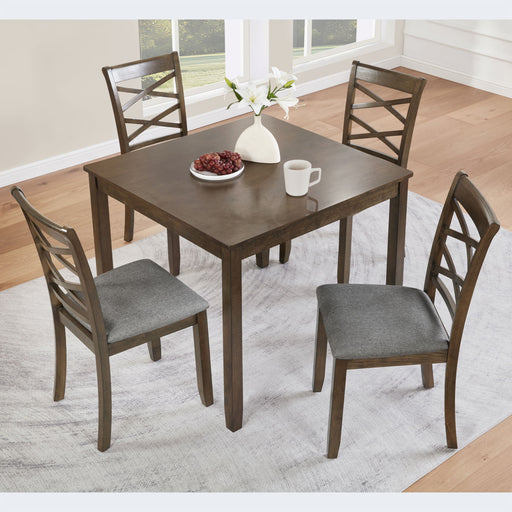 5 Piece Dining Table Set & 4 Chairs - Walnut Home Essentials