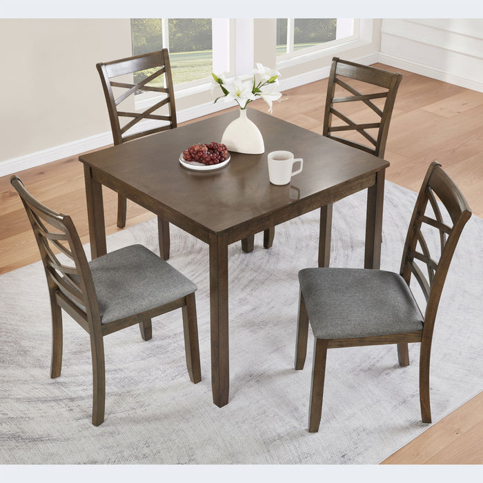 5 Piece Dining Table Set & 4 Chairs - Walnut Home Essentials