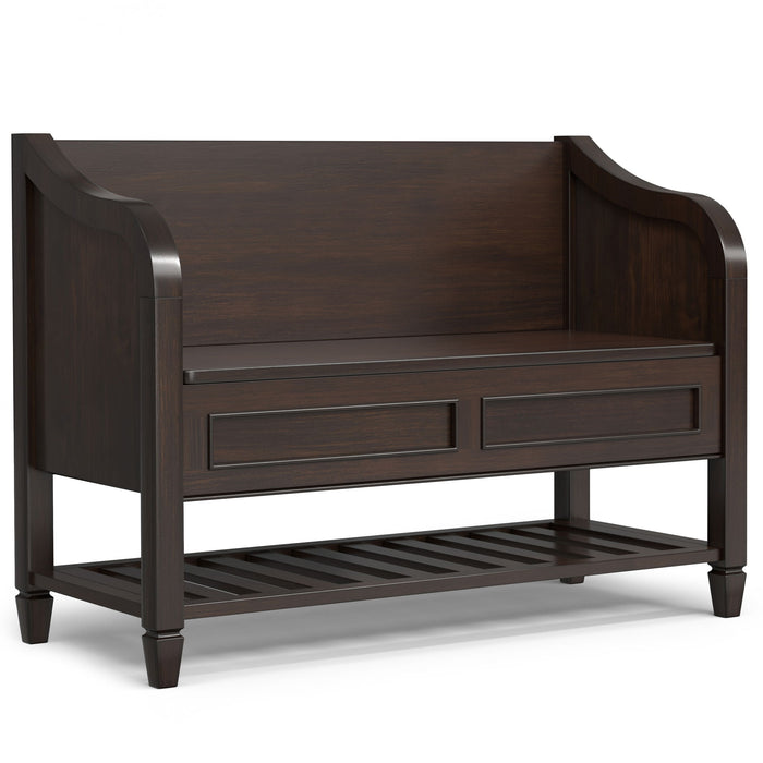 Connaught - Entryway Storage Bench With Shelf - Chestnut Simpli-Home