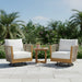 2 Swivel Chairs With Slat Top X Stretcher Side Table - Acacia Wood / Beige Noble House