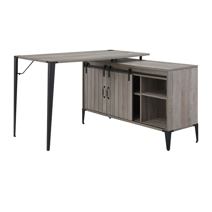 Zakwani - Writing Desk With USB - Gray Oak & Black ACME