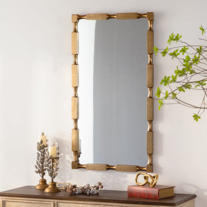 Rectangular Wall Mirror With Frame For Living Room - Gold Home Essentials