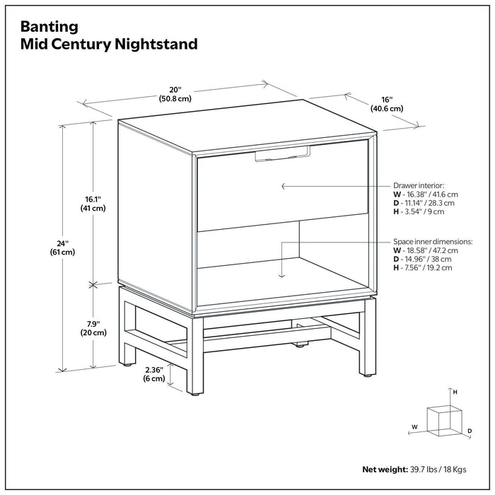 Banting - Nightstand - Walnut Brown Simpli-Home