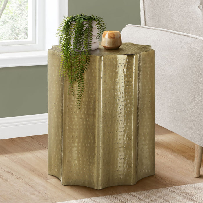 Drum Accent Side Table, Stylish Scalloped Design 8th Street