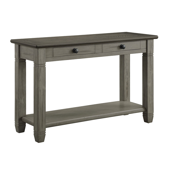 Coffee And Antique Gray Finish 1 Piece Sofa Table With 2 Drawers Bottom Shelf Wooden Living Room Furniture
