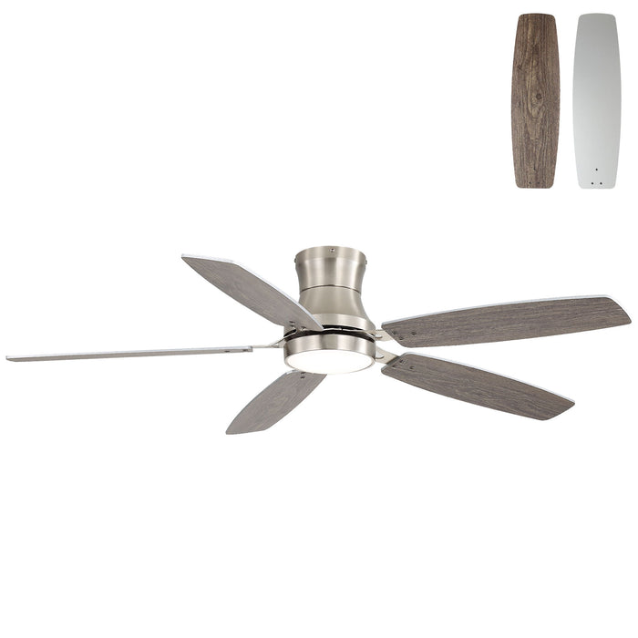 52" Flush Mount Ceiling Fan With Light, DC Motor, Remote Control, Dual Color Daily Nest