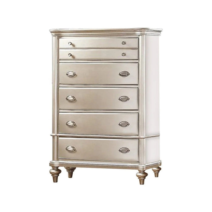 Bedroom Furniture Chest Of Drawers, 5 Drawer Storage - Champagne / Silver / Gray Home Essentials
