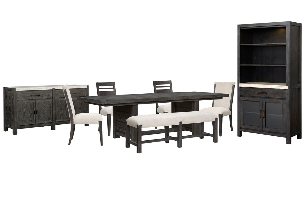 Plum Creek - 8 Piece Extendable Trestle Dining Table Set Magnussen Furniture
