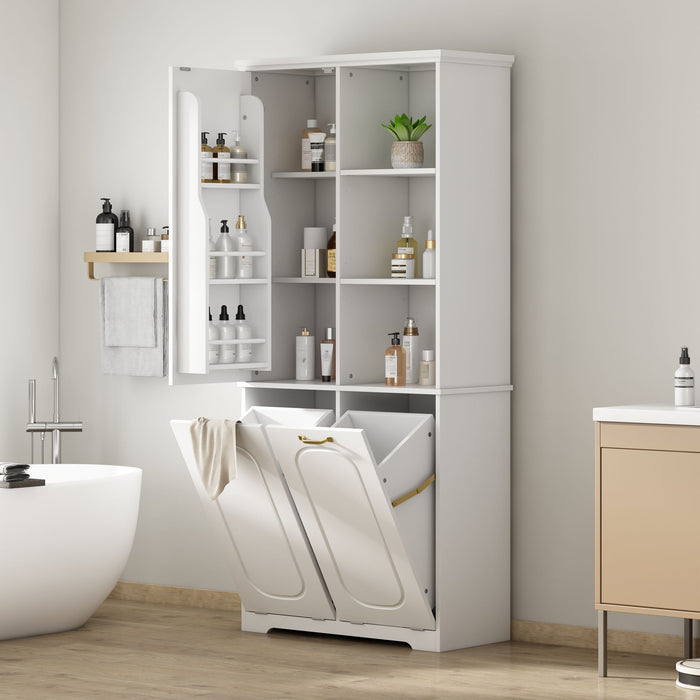 Freestanding Tall Storage Cabinet With 2 Tilt Out Hampers Noble House