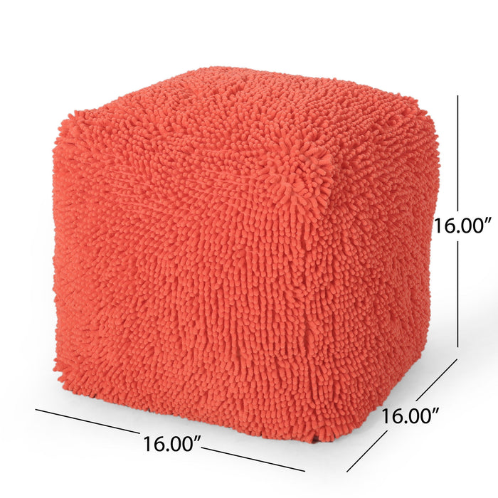 Sunny - Square Pouf, Versatile Ottoman Or Floor Cushion - Coral