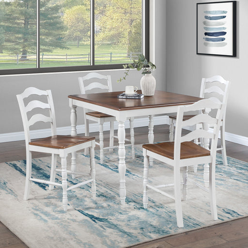 5 Piece Counter Height Dining Set With Table 4 Chairs - Oak / White Home Essentials