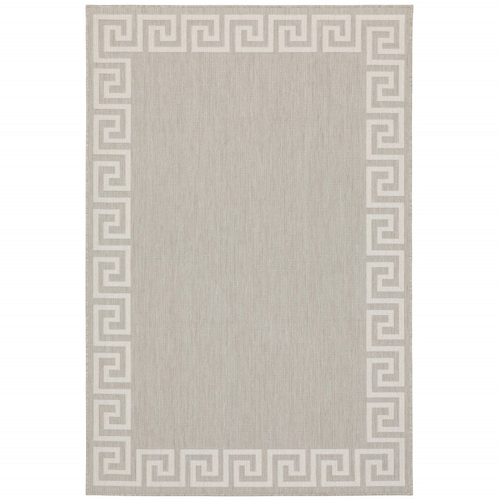 5' X 7' Stain Resistant Indoor / Outdoor Area Rug - Gray / Ivory