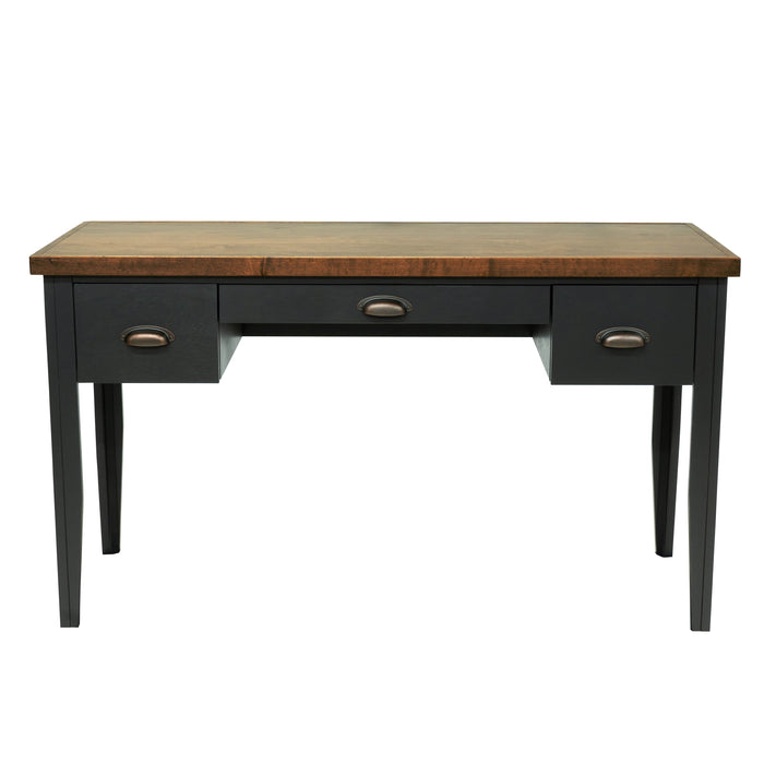Bridgevine Home Essex 53" Writing Desk, No Assembly Required, Black And Whiskey Finish