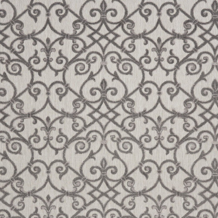 10' X 13' Damask Non Skid Indoor / Outdoor Area Rug - Gray / Charcoal