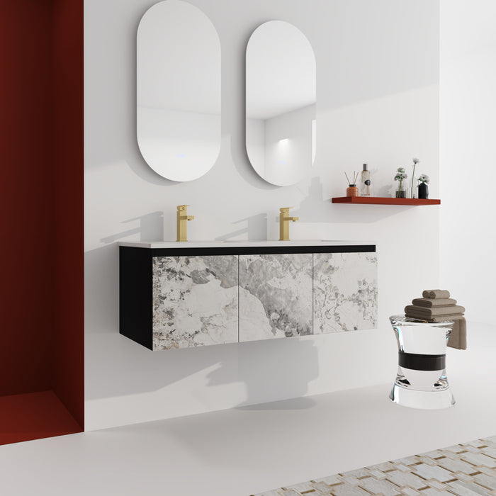 48'' Floating Wall - Mounted Bathroom Vanity & Soft - Close Cabinet Door, KD - Package - Black / Gray