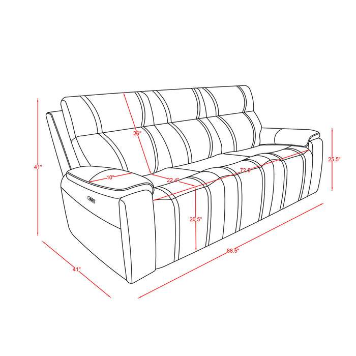 Gary - Power Reclining Sofa With Pillow Top Arms, Hidden Cup Holders - Black Global Furniture USA