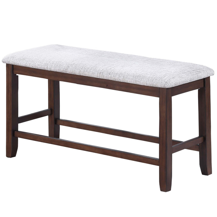 Cushion Padded Seat Counter Height Dining Bench - Walnut Home Essentials