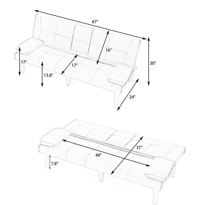 Sofa Bed With Foldable Design And Cup Holder Home Essentials