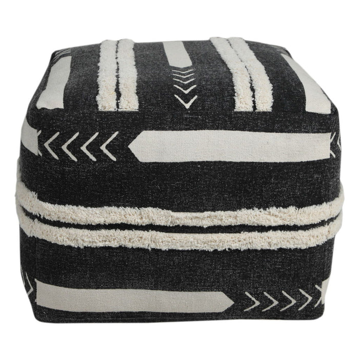 Cotton Square Ottoman - Black